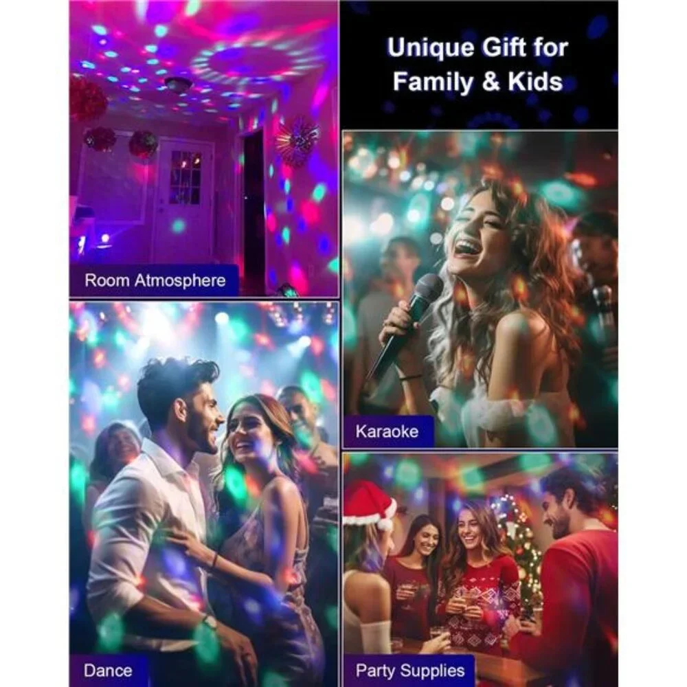 Sound Activated Party Lights with Remote DJ Lighting, Disco Ball Strobe Stage